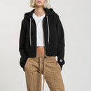 Sweat Crop Zip Up - Black - Femme