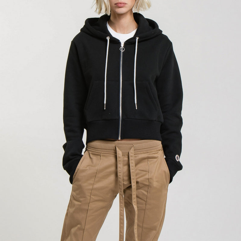Sweat Crop Zip Up - Black - Femme