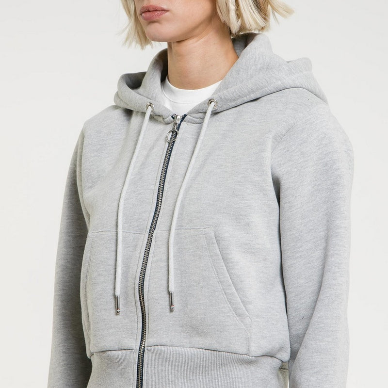 Sweat Crop Zip Up - Grey Marl - Femme