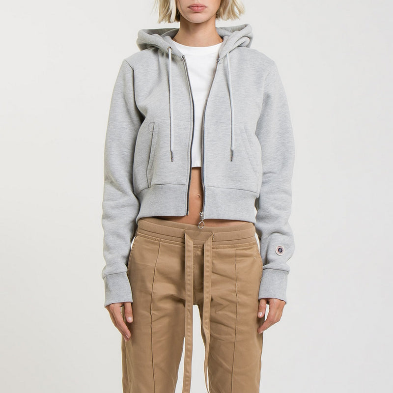 Sweat Crop Zip Up - Grey Marl - Femme