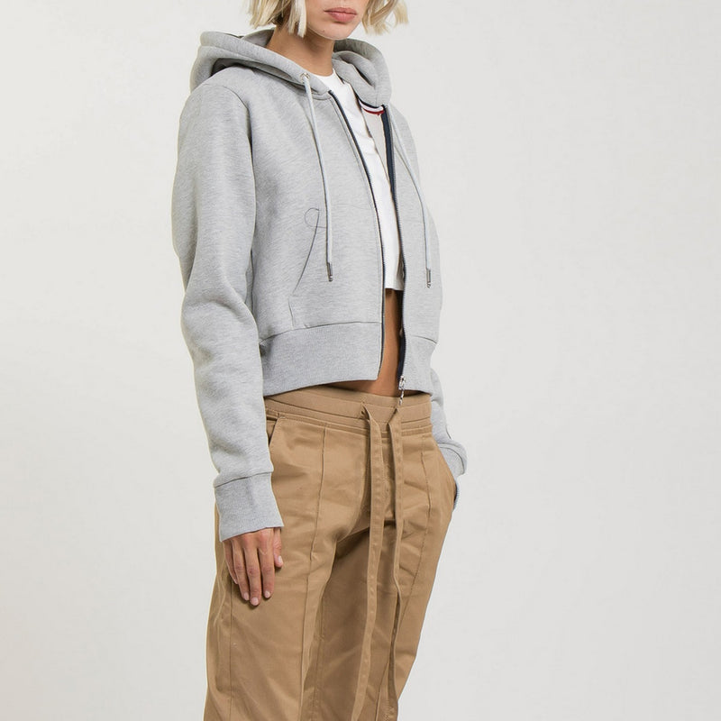 Sweat Crop Zip Up - Grey Marl - Femme