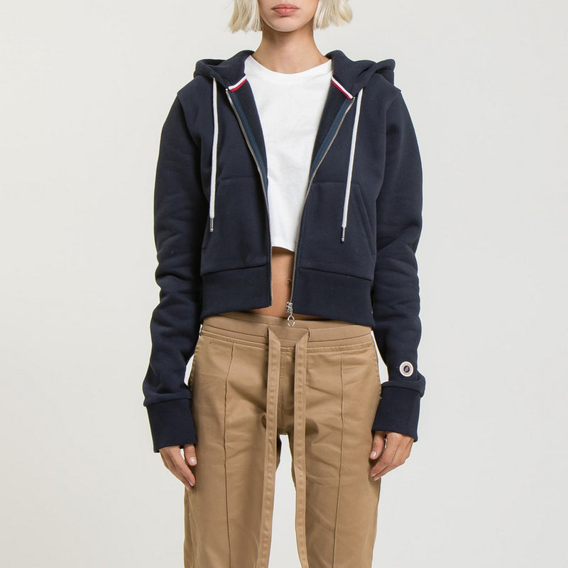 Sweat Crop Zip Up - Navy - Femme
