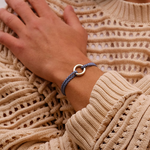 Bracelet Cycle - Damier Bleu Marine Et Blanc