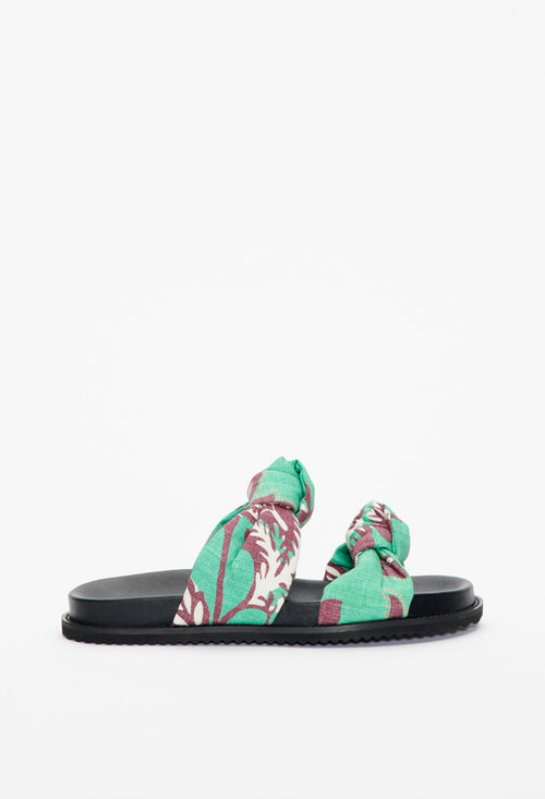 Claudie Pierlot - Andromede Bandana Open-toed Flat Shoes - Lagoon