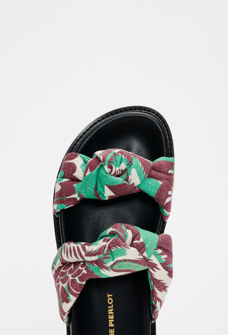 Claudie Pierlot - Andromede Bandana Open-toed Flat Shoes - Lagoon