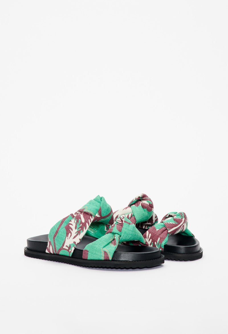 Claudie Pierlot - Andromede Bandana Open-toed Flat Shoes - Lagoon