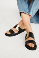 Claudie Pierlot - Aly Open-toed Flat Shoes - Black