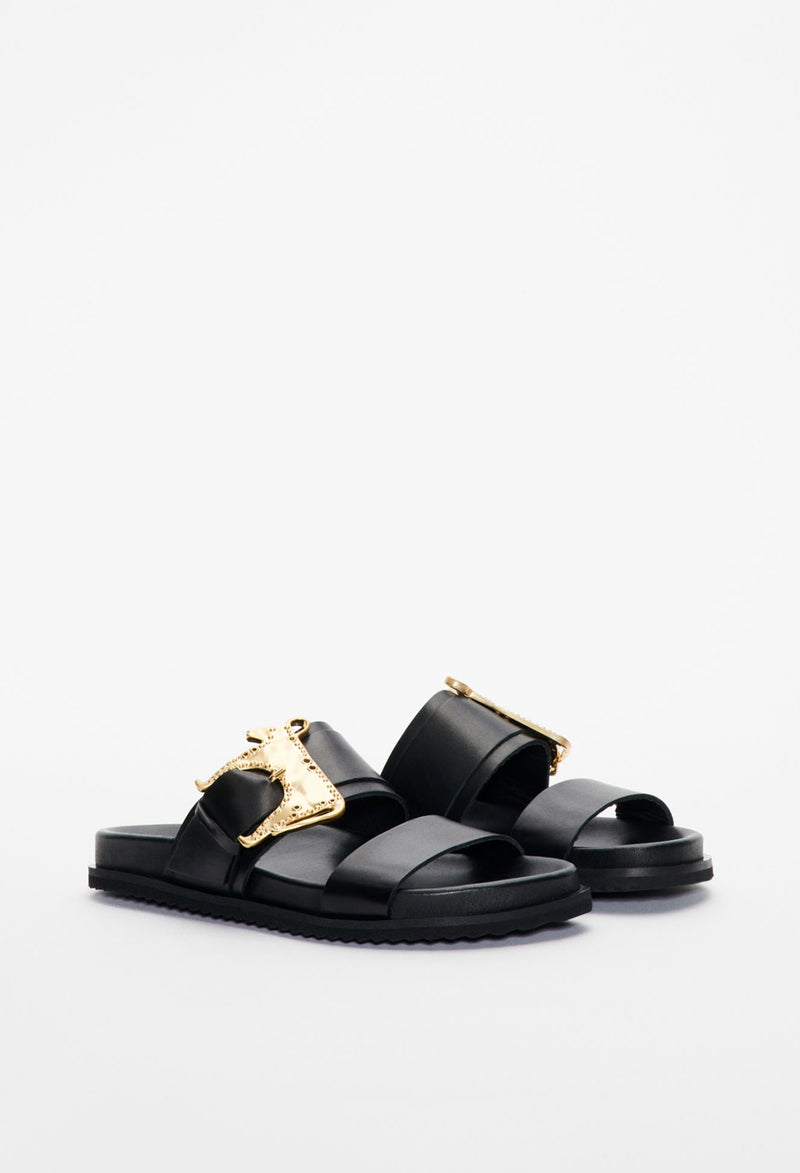 Claudie Pierlot - Aly Open-toed Flat Shoes - Black