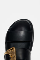 Claudie Pierlot - Aly Open-toed Flat Shoes - Black