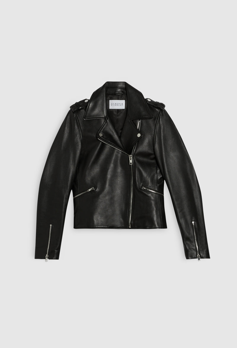 Claudie Pierlot - Chaqueta de piel clásica - Negra