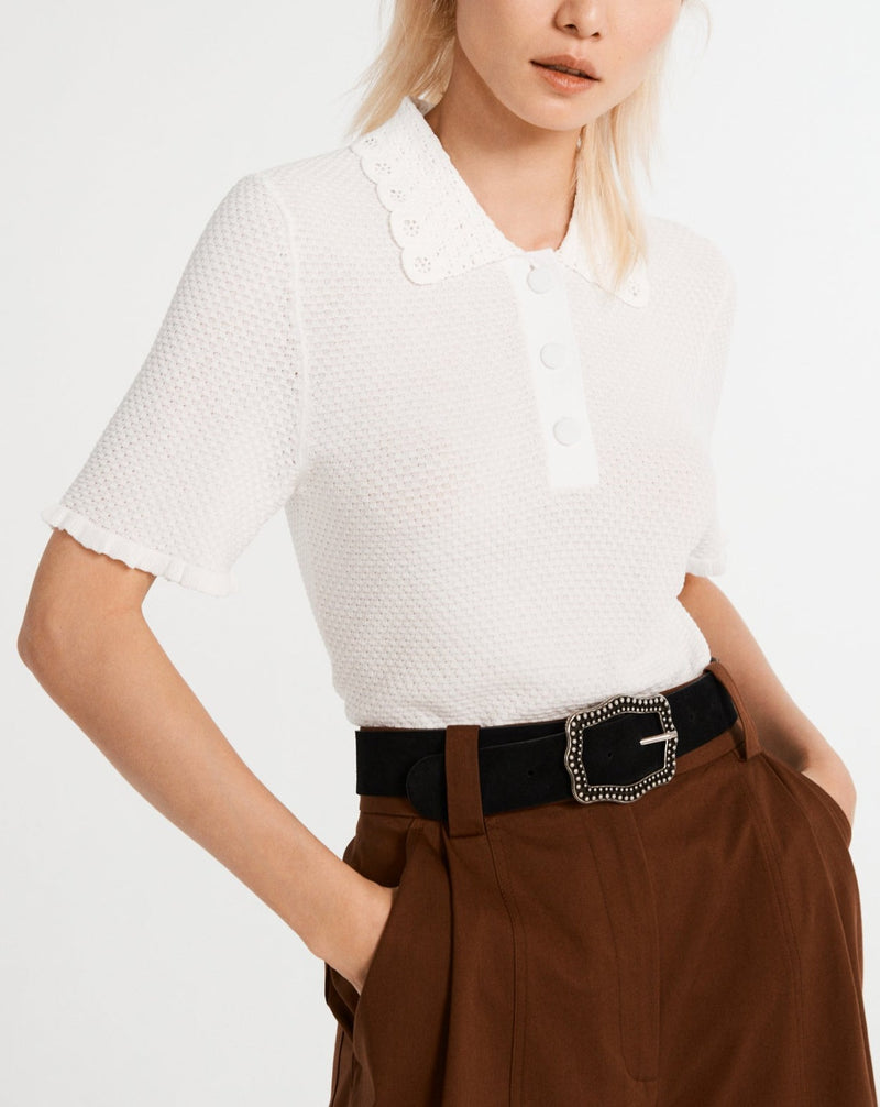 Claudie Pierlot - Polo Modeste - Chalk