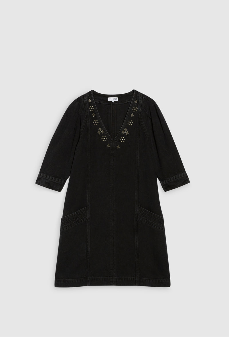 Claudie Pierlot - Robe En Jean Roma - Noir