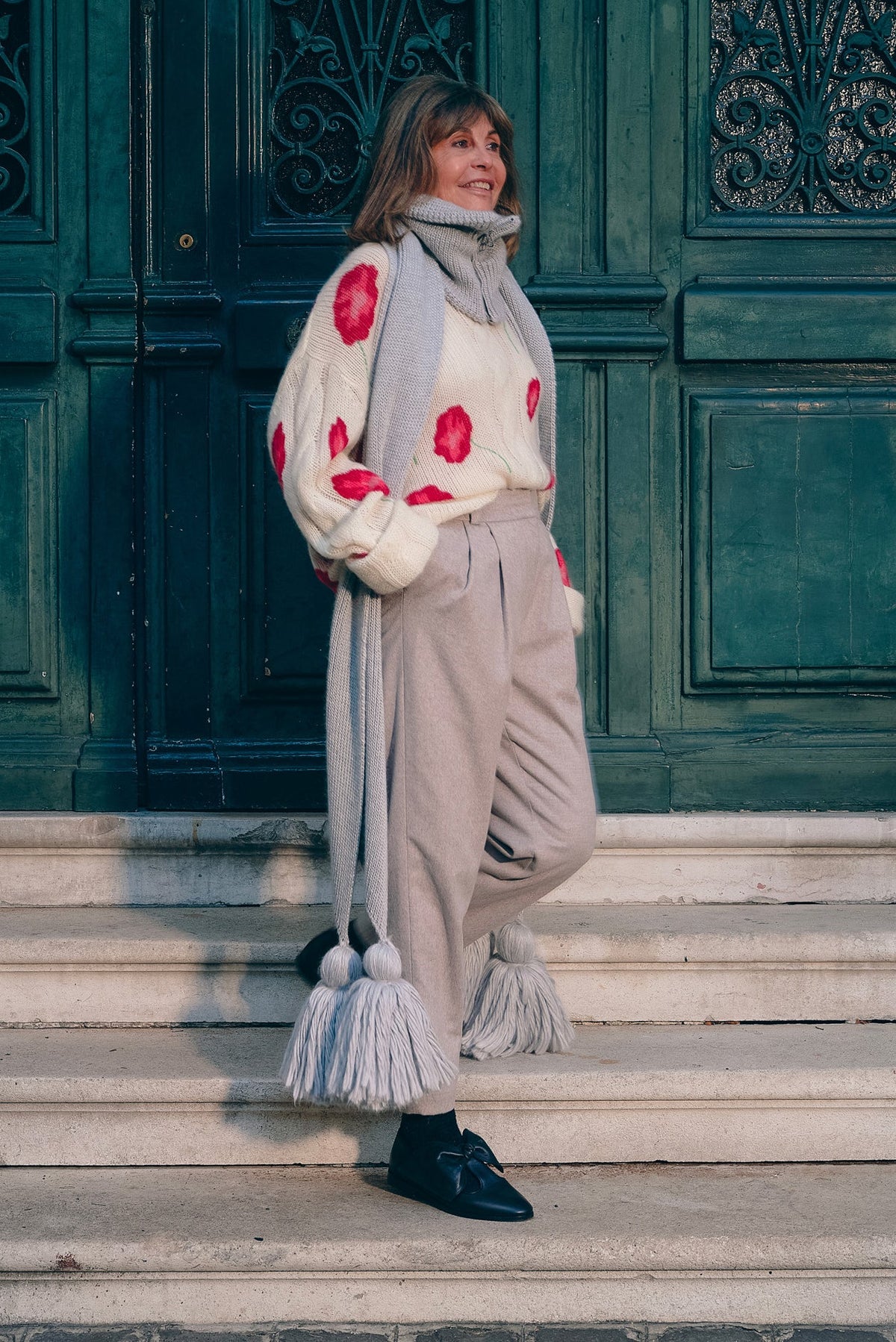 Pantalon Gabriel En Flanelle Taupe Froide