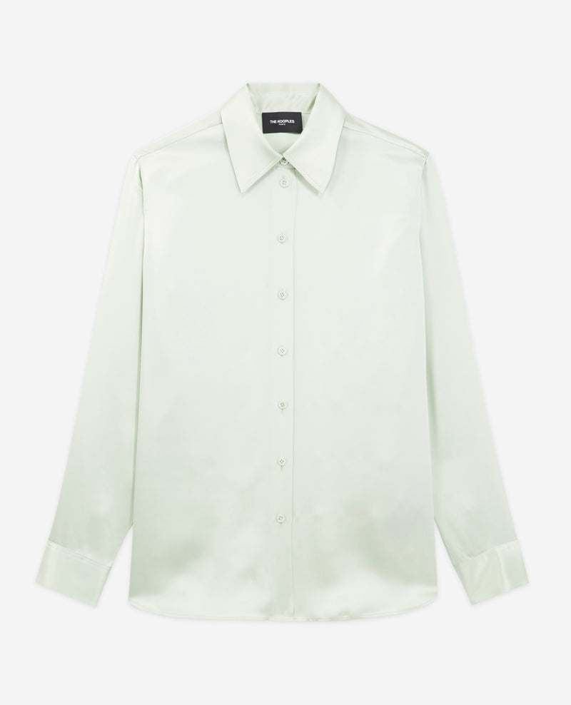 The Kooples - Chemise Soie Vert Menthe Ample - Femme