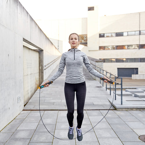 Corde À Sauter Sans Fil Digital - Noir Et Orange - Mixte