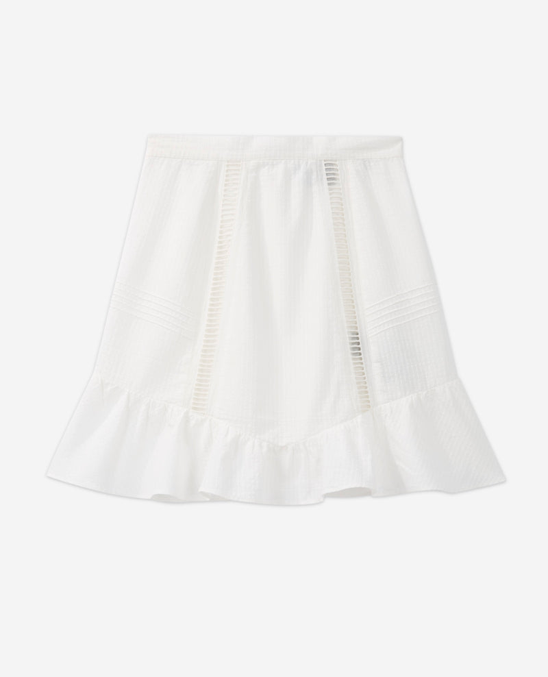 The Kooples - Jupe Courte Écrue Coton Broderie Anglaise - Femme