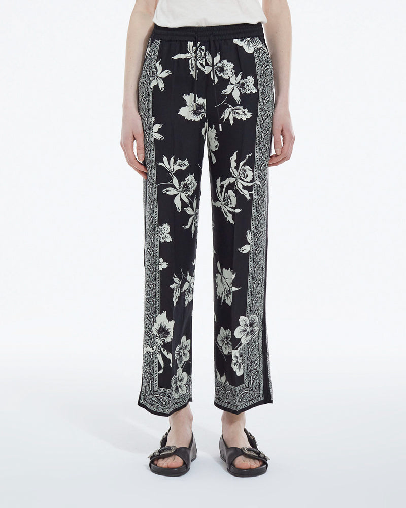 The Kooples - Pantalon Noir Et Blanc Motif Foulard Fluide - Femme