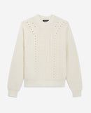 The Kooples - Off-white cotton sweater with openwork details - Woman