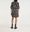 The Kooples - Black Short Dress Ecru Pattern High Collar - Woman