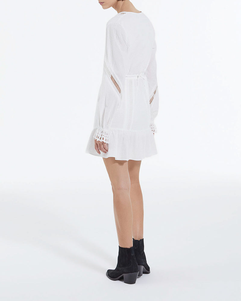 The Kooples - Robe Légère Blanche Courte Détails Brodés - Femme