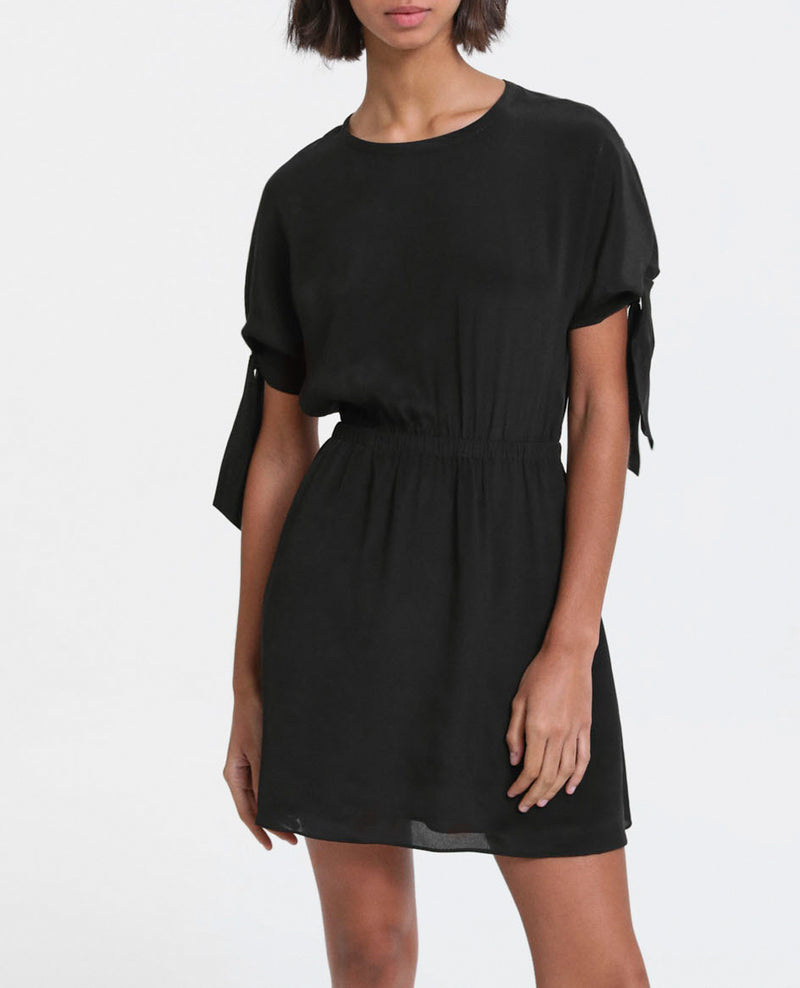 The Kooples - Robe Courte Noire Manches Courtes À Nœuds - Femme