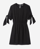 The Kooples - Robe Courte Noire Manches Courtes À Nœuds - Femme