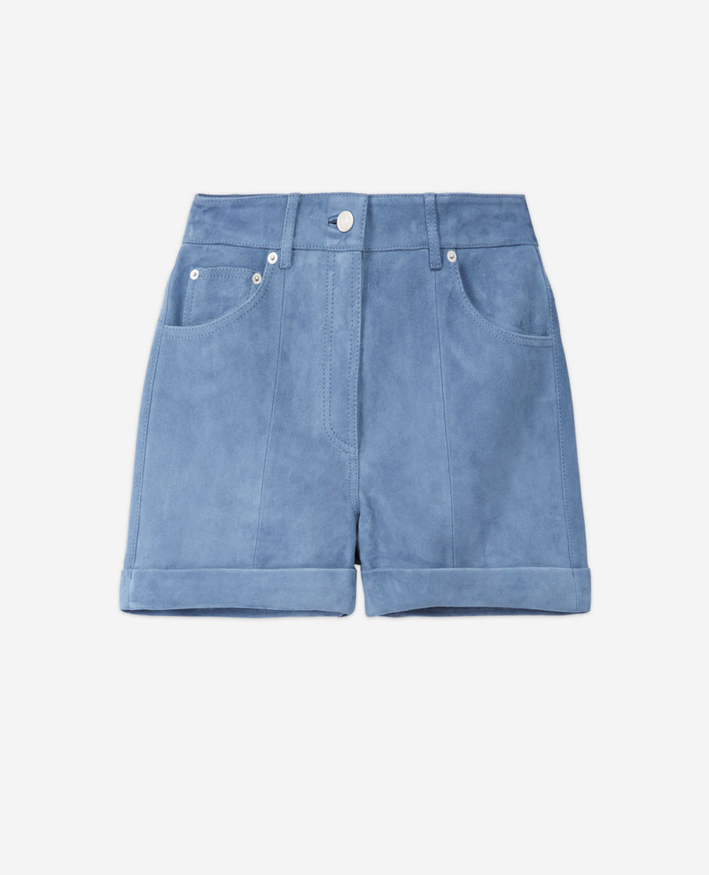 The Kooples - Short Droit En Daim - Bleu - Femme