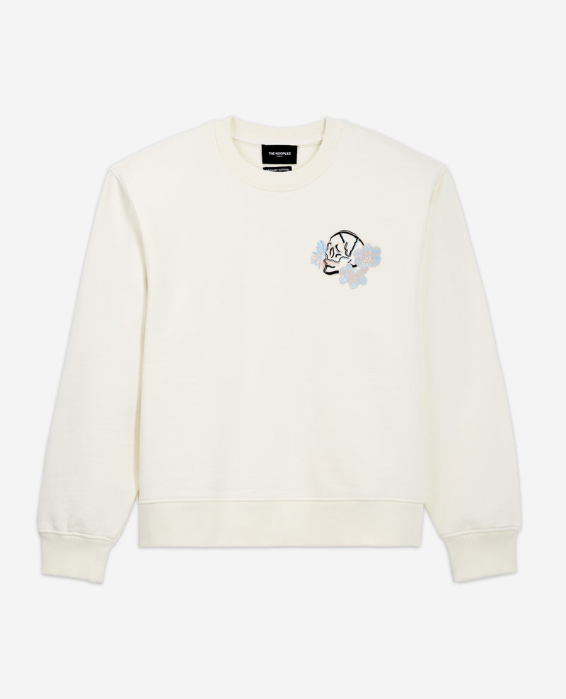 The Kooples - Sweat Coton Écru Broderie Tête De Mort - Femme