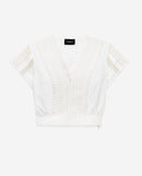 The Kooples - Top Ajusté Blanc Coton Manches Courtes - Femme