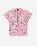 The Kooples - Top Fluide Rose Imprimé Fleuri Volants - Femme