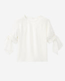 The Kooples - Top Blanc Soie Manches Trois-Quarts Gallon - Femme