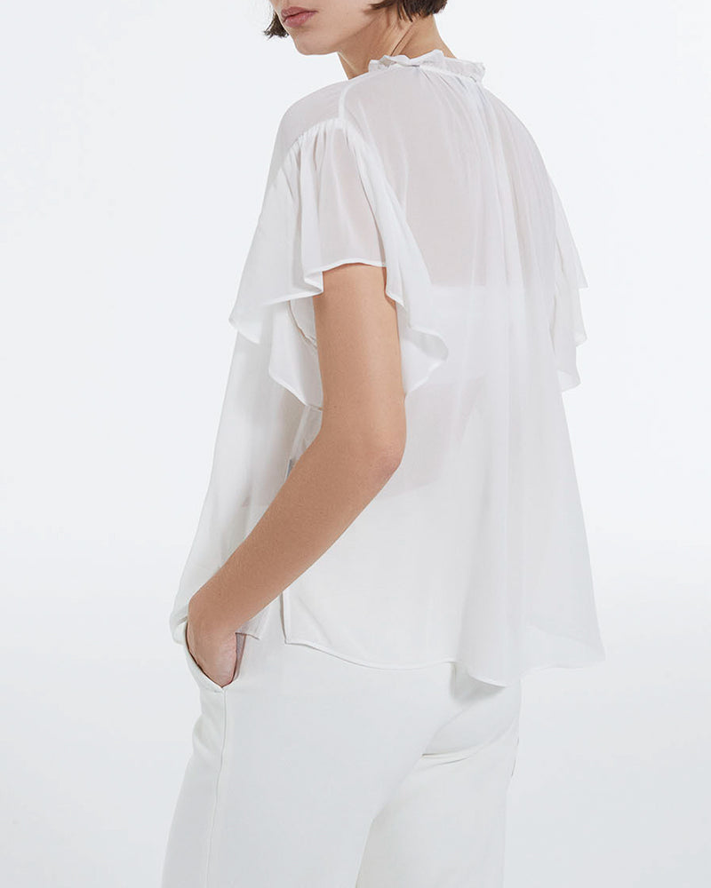 The Kooples - Blouse À Volants - Off Blanc - Femme