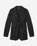 The Kooples - Veste Noire Fluide Tencel À Poches - Femme