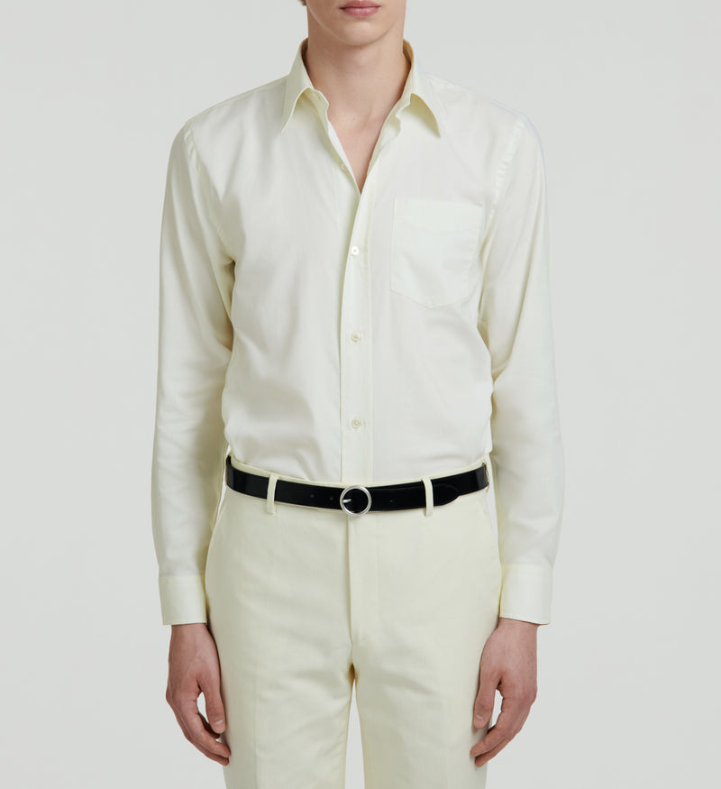 Fursac - Casual Oxford Shirt Pale Yellow Chest Pocket - Pale Yellow