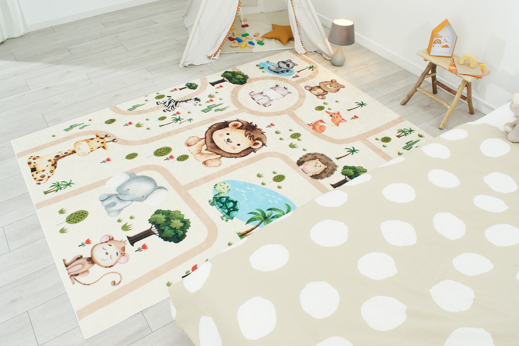 Happy - Tapis D'Intérieur - Polyester Imprimé - Beige