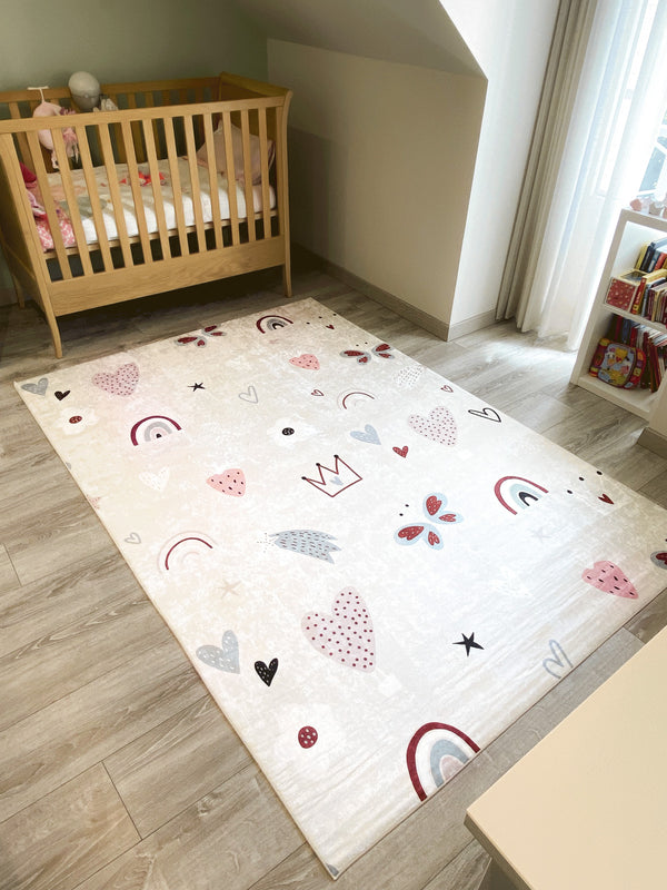 Happy - Tapis D'Intérieur - Polyester Imprimé - Rose