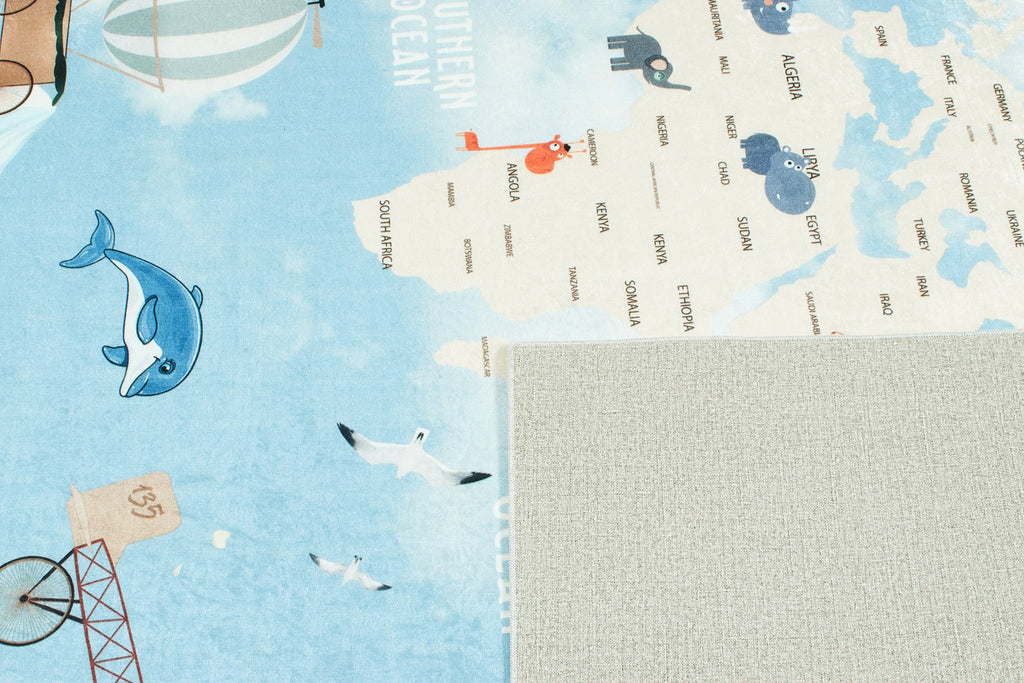 Happy - Tapis D'Intérieur - Polyester Imprimé - Bleu