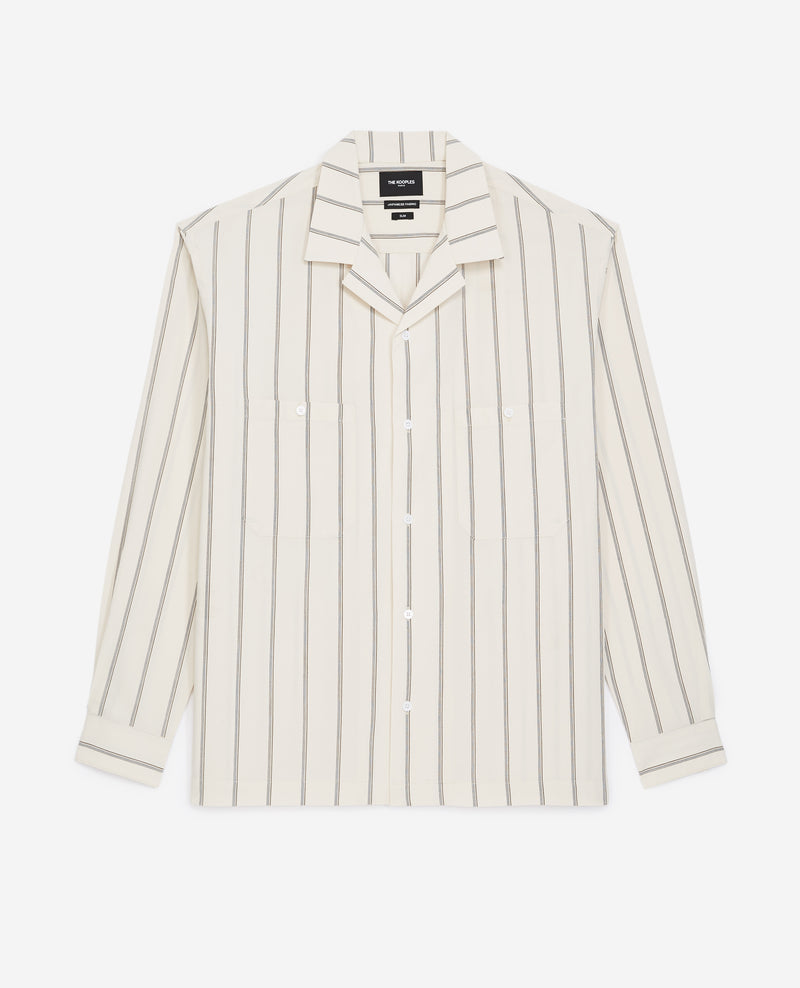 The Kooples - Cotton shirt Blanc Cassé Ã€ Rayures - Man