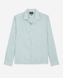 The Kooples - Chemise Verte Et Blanche Fluide Col Cubain - Homme