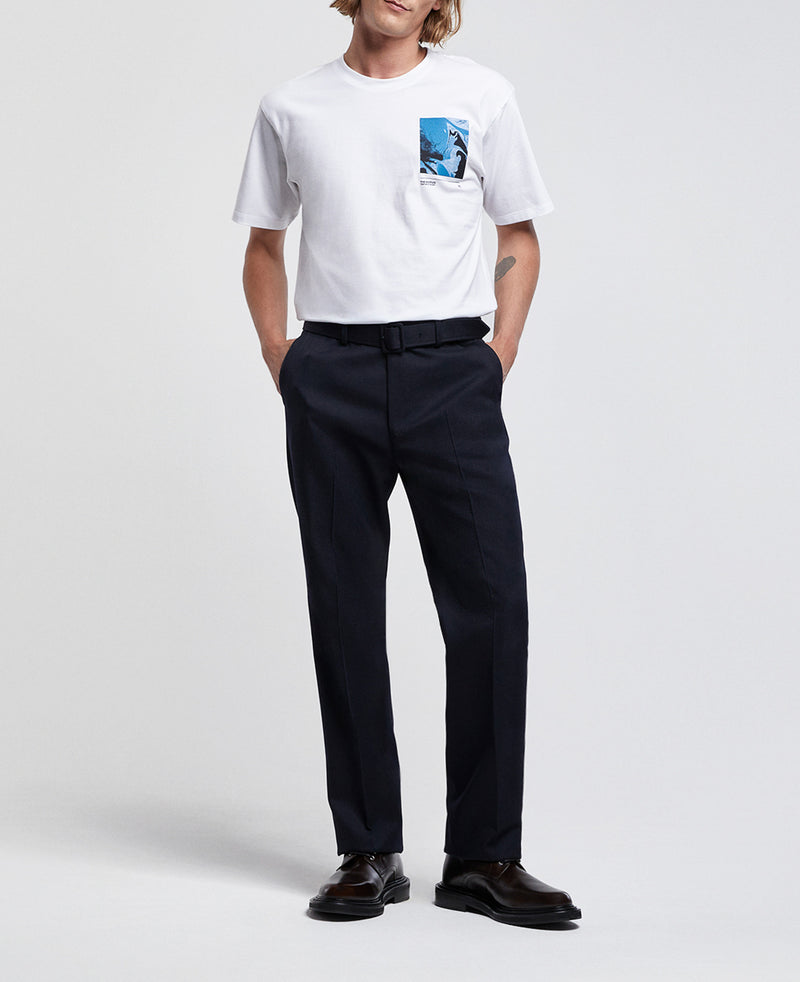 The Kooples - Pantalon Droit Laine Bleu Marine À Plis - Homme