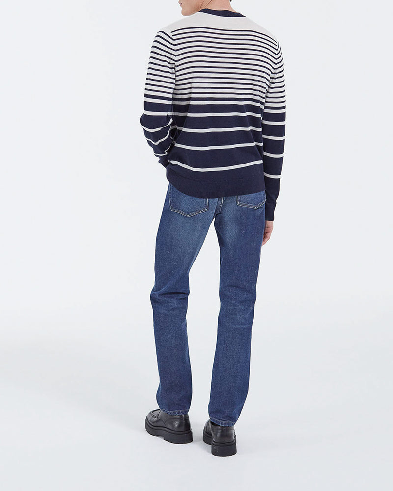 The Kooples - Pull En Laine Mérinos - Marine Foncé-Ecru - Homme