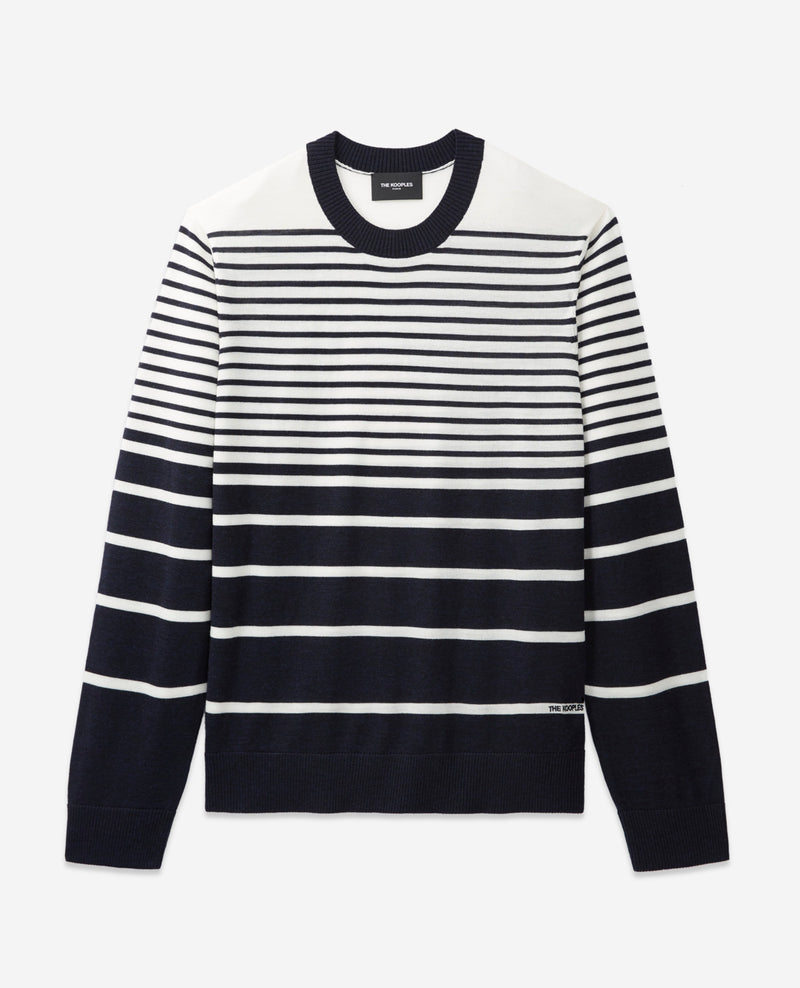 The Kooples - Pull En Laine Mérinos - Marine Foncé-Ecru - Homme