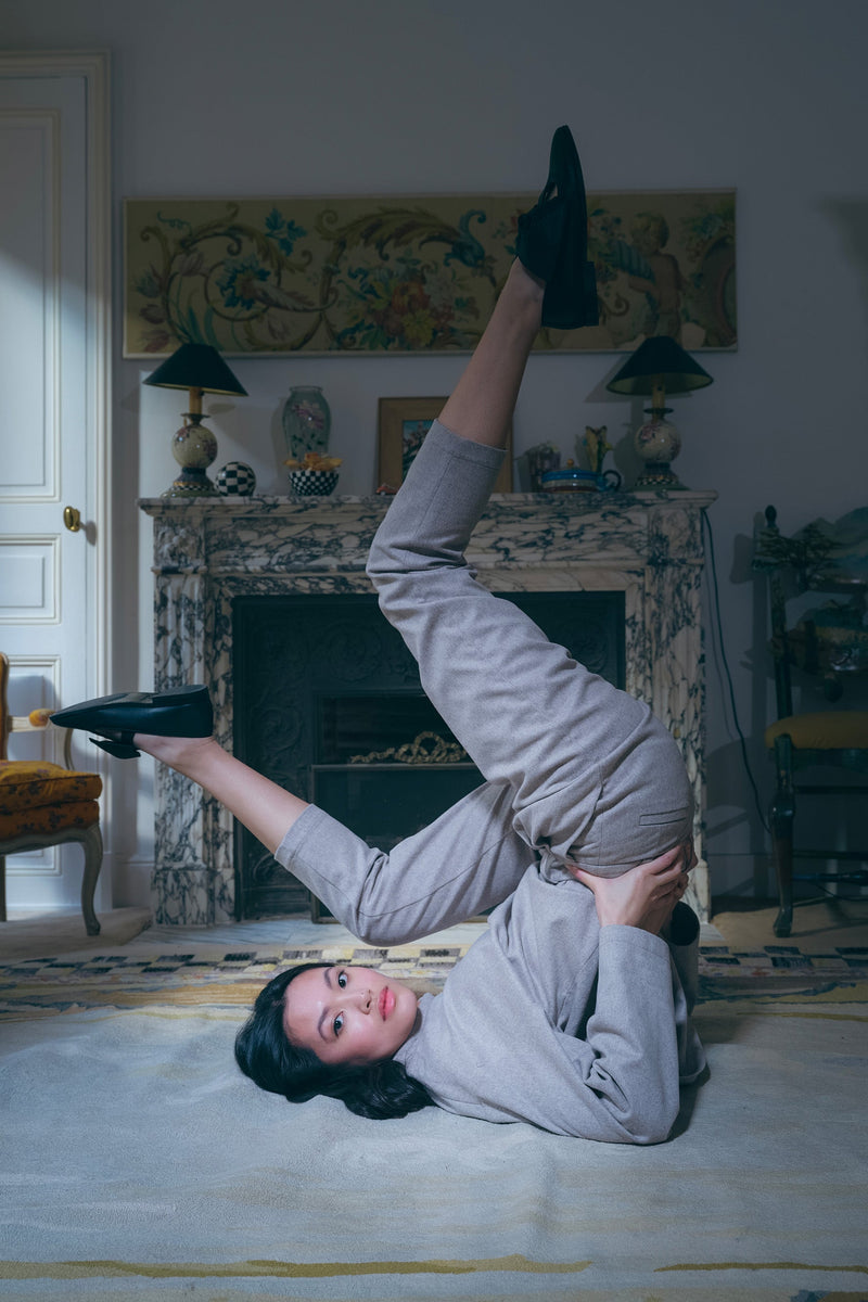 Pantalon Gabriel En Flanelle Taupe Froide