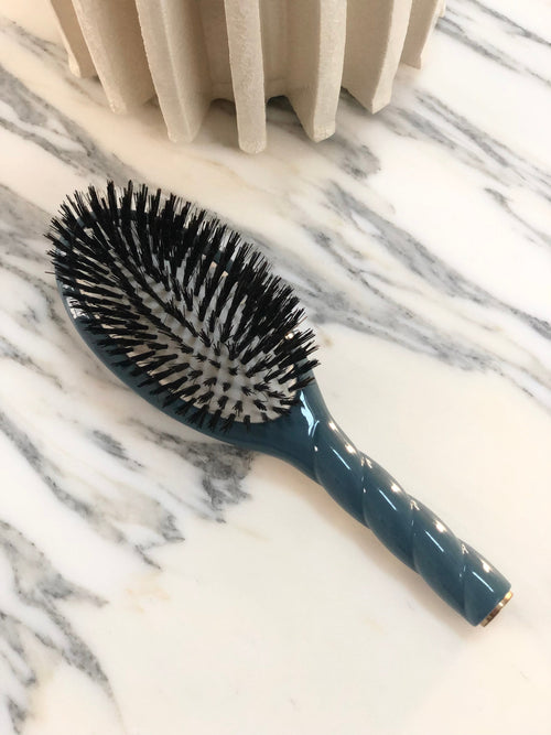 Brosse à cheveux poils de sanglier bleue