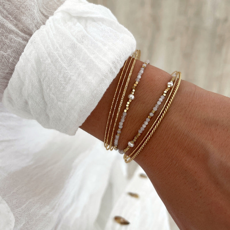 Pulsera Wallis - Acero con Ágata Blanca