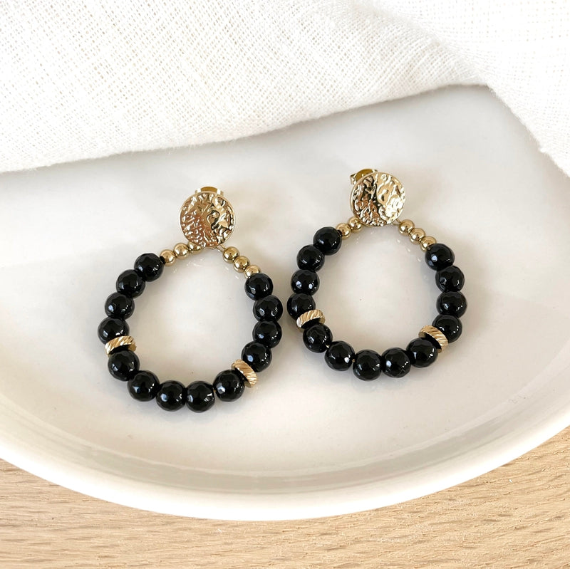 Boucles d'oreilles "Ophélie" noir acier-Boucles d'oreilles-instants-plaisirs-Instants Plaisirs | Bijoux