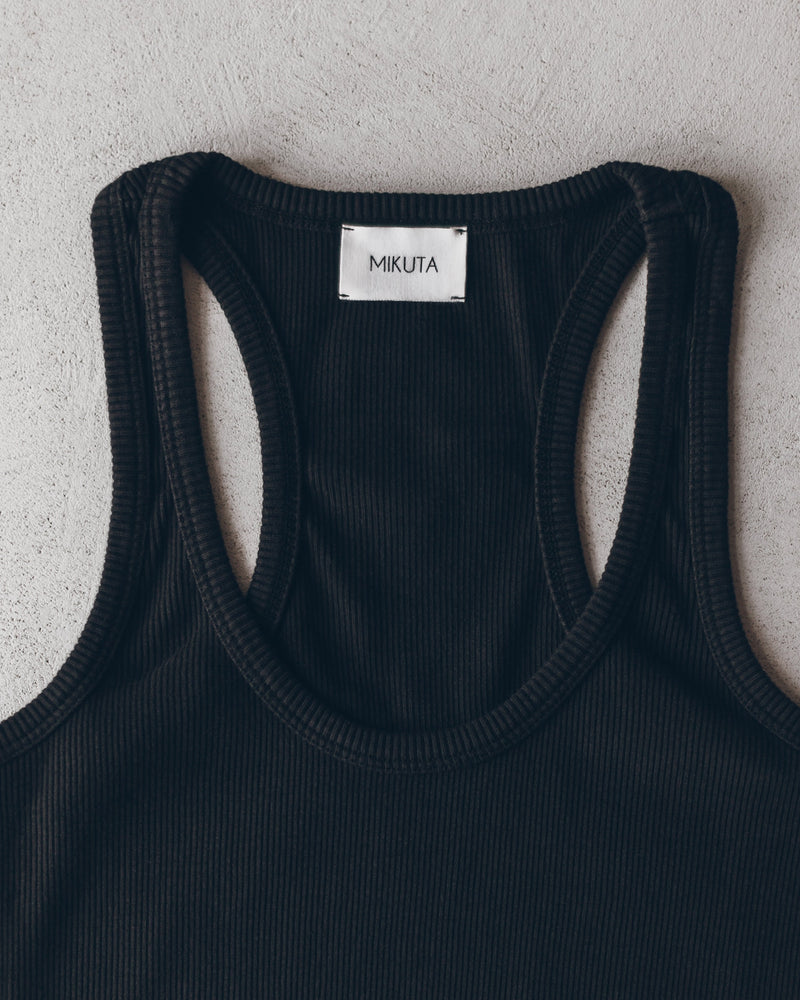 MIKUTA The Black Ribbed Tank Top