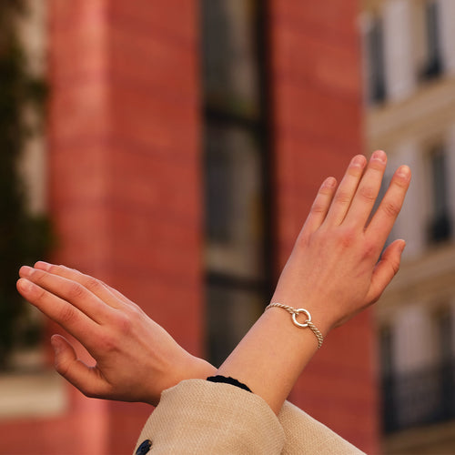 Bracelet Instant - Rayé Beige Et Blanc