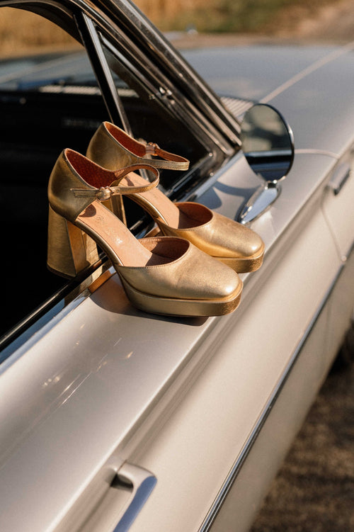 Sandales À Talons Ivy - Cuir Métallisé Or