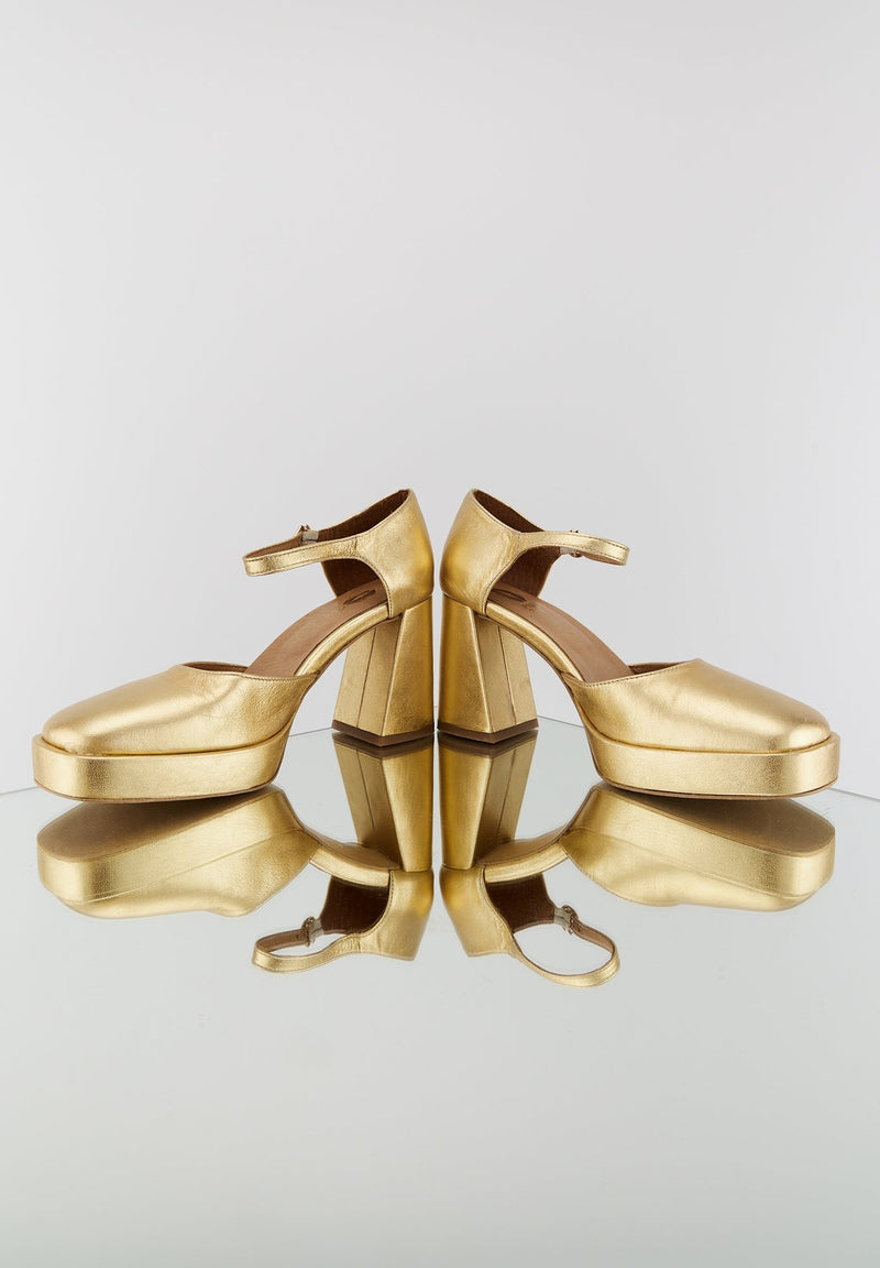 Sandales À Talons Ivy - Cuir Métallisé Or